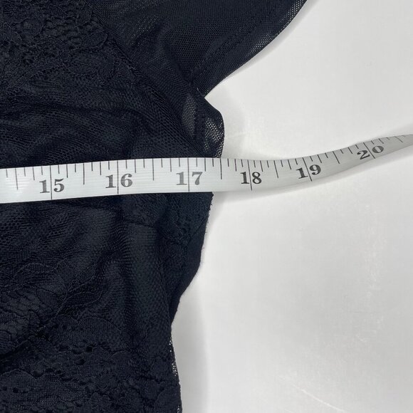 Express Women's Black Lace Sheer Crop Top with Zip up Back Sexy Flirty Medium - Picture 7 of 11